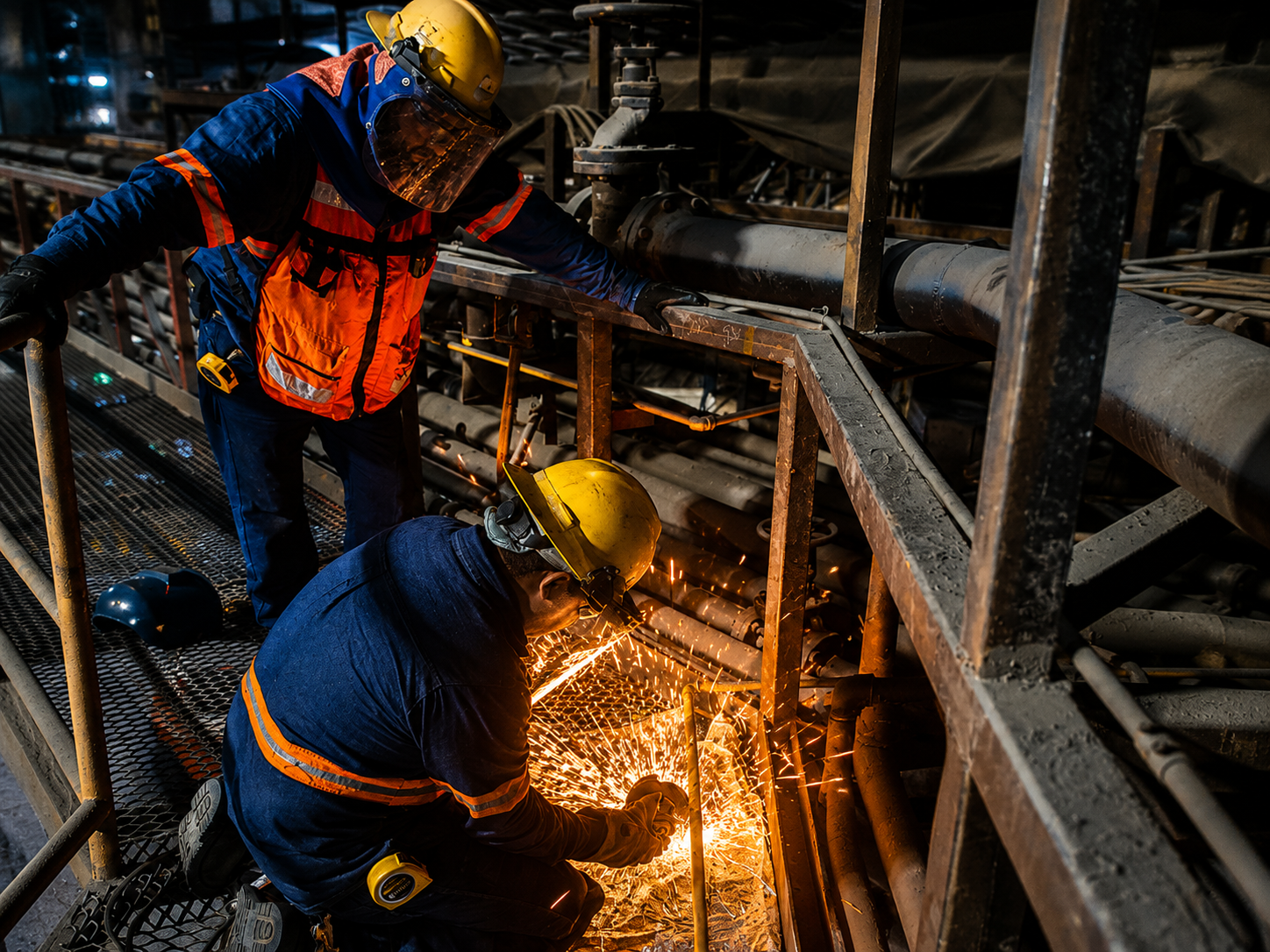 Personal realizando mantenimiento correctivo industrial