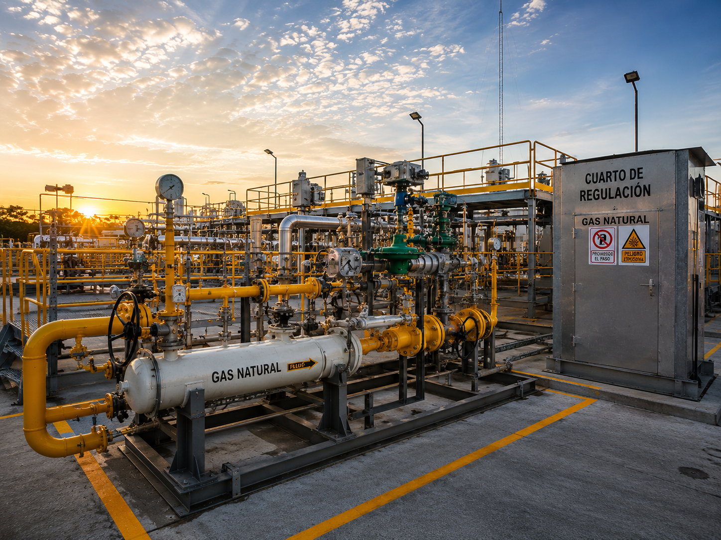 Cuarto de regulación y cumplimiento normativo para gas natural